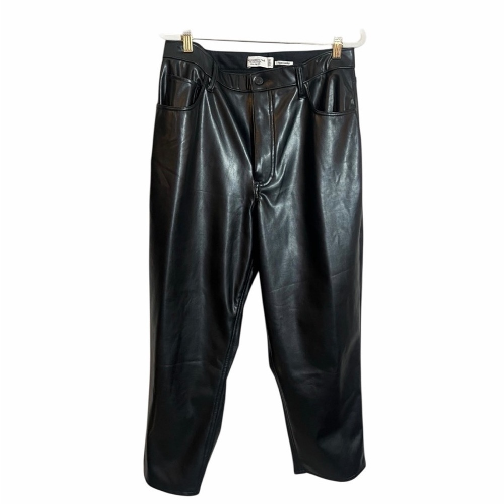 NWOT Vegan Leather Abercrombie and Fitch High Rise pants.  Size 32 or 14. - Picture 2 of 5